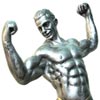 Bild eines posierenden Bodybuilders als Statue